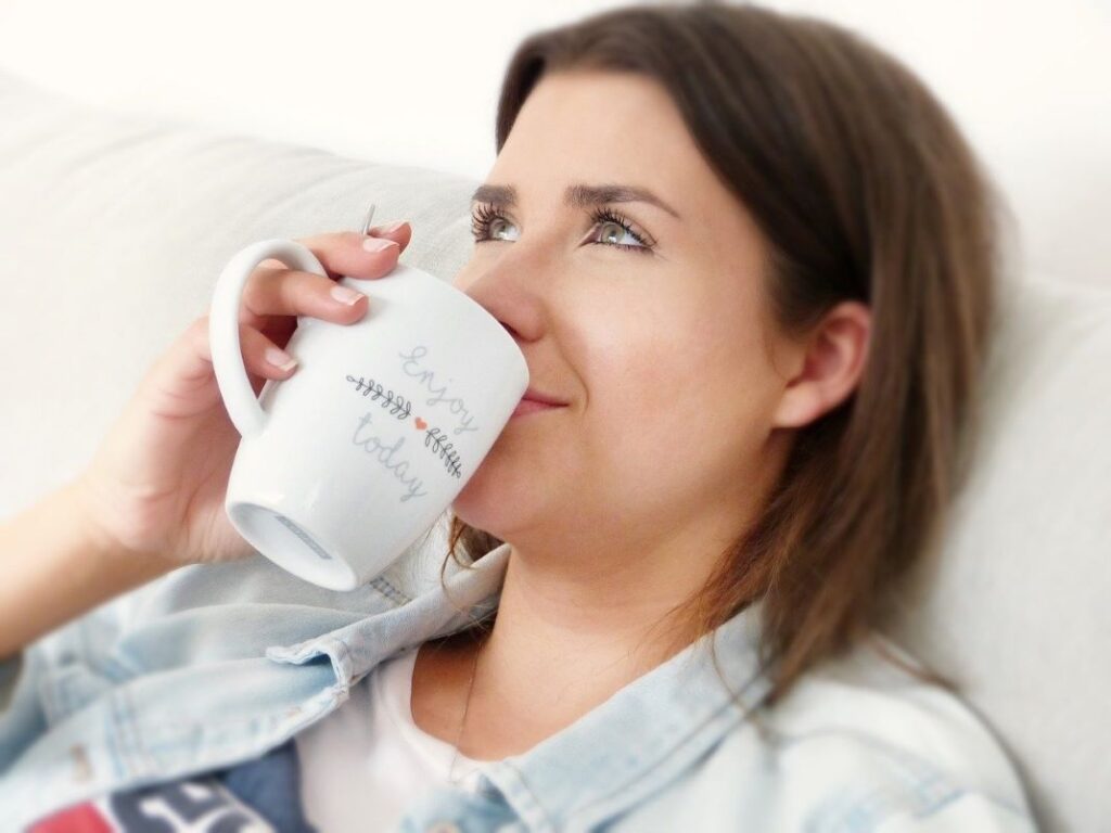 calm woman with coffee