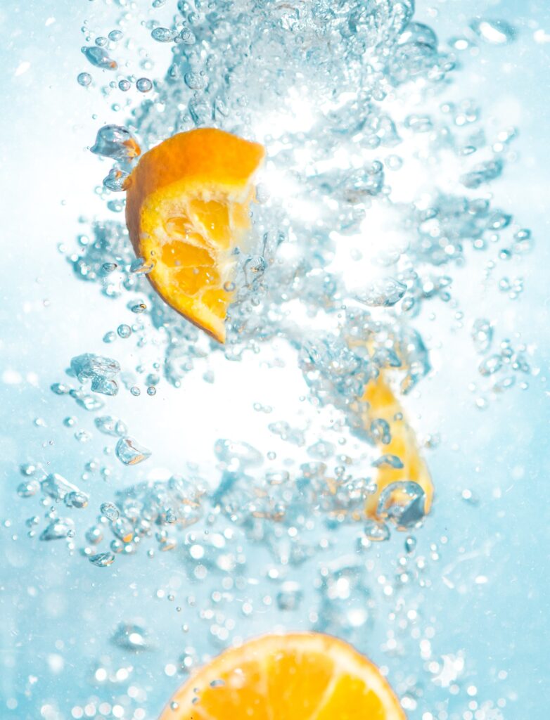 water with orange slices